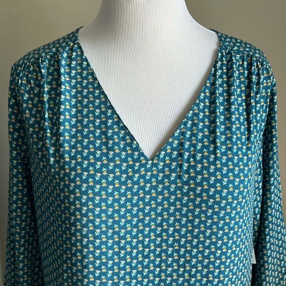 NWT Old Navy Women T-shirt Dress Size Large V Neck 3/4 Sleeves Teal Floral Print - Picture 4 of 9